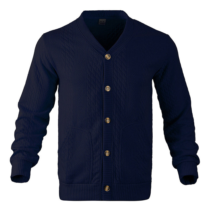 Herren Strukturierter Strickcardigan mit Zopf- und Waffelmuster, Knopfleiste und aufgesetzten Taschen Drune