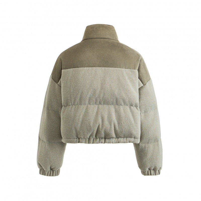 Damen Kurze gesteppte Stehkragenjacke mit Kordelzug, Waffelstruktur und Boxy‑Silhouette Drune