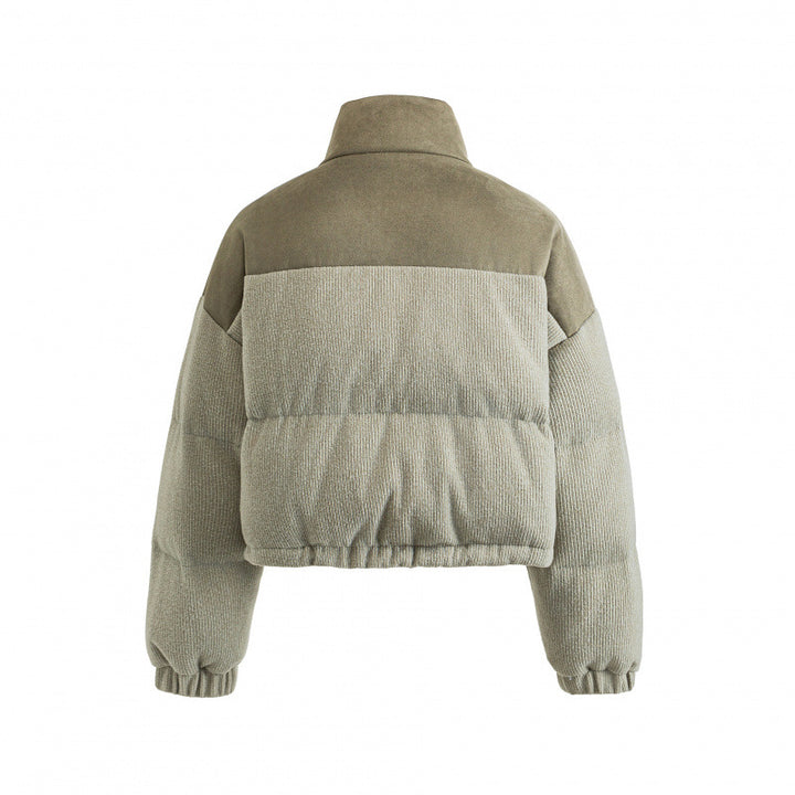 Damen Kurze gesteppte Stehkragenjacke mit Kordelzug, Waffelstruktur und Boxy‑Silhouette Drune