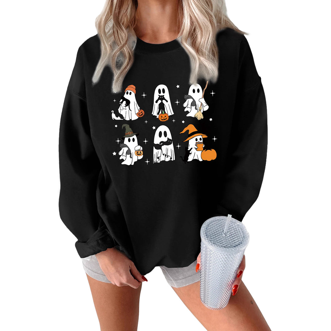 Damen Sweatshirt mit kreativem Gruselmotiv Drune