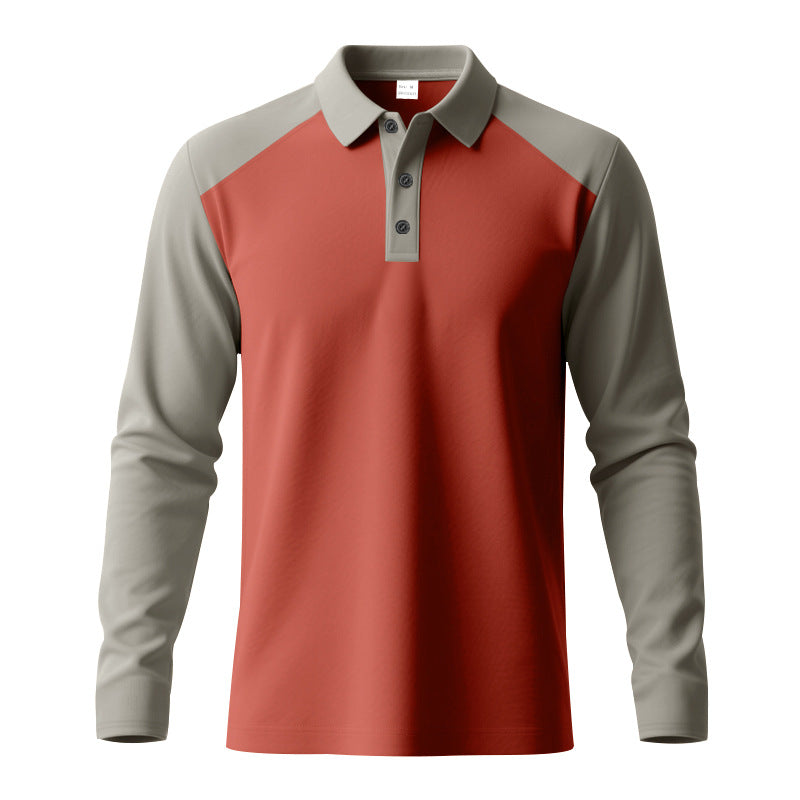 Herren Sportliches Langarmpoloshirt mit Kontrastärmel Drune