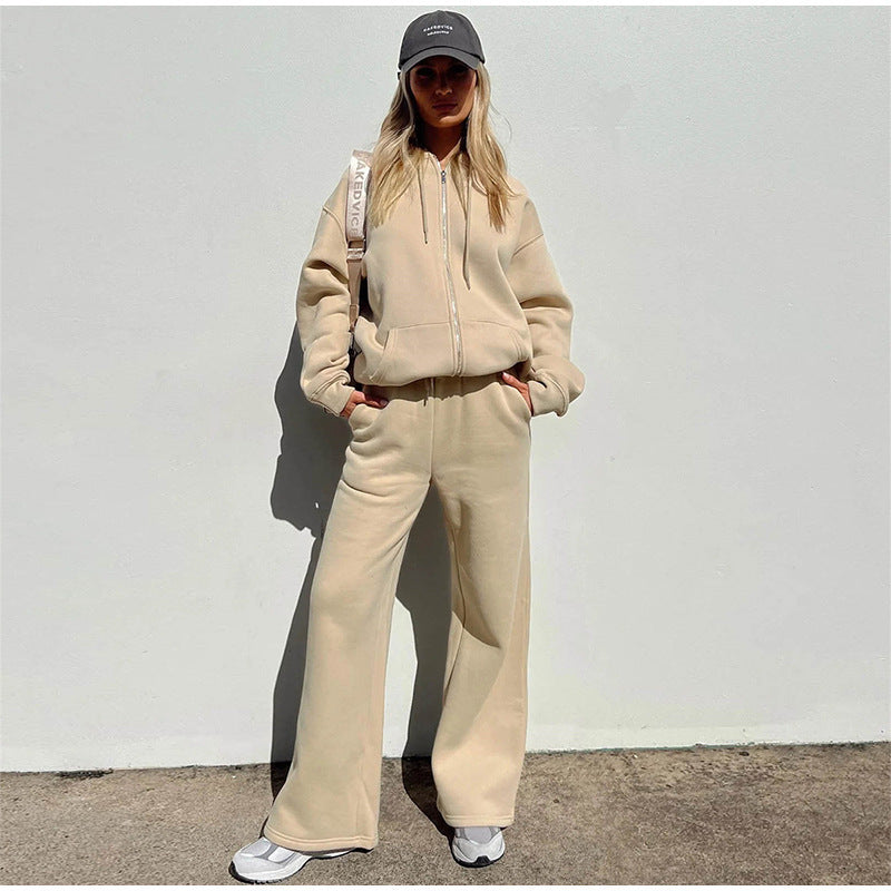 Damen Sport-Fleece-Set mit hochwertigem Reißverschluss und praktischem Taschen Drune