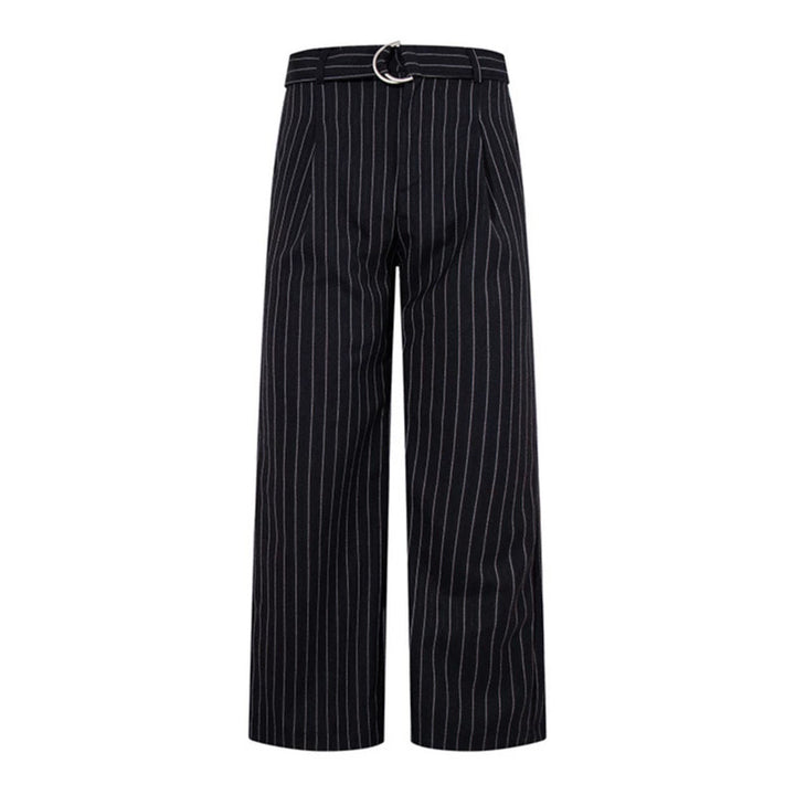 Damen Weite Leinen-Mix Culotte-Hose mit Hochbund und D-Ring-Gürtel Drune