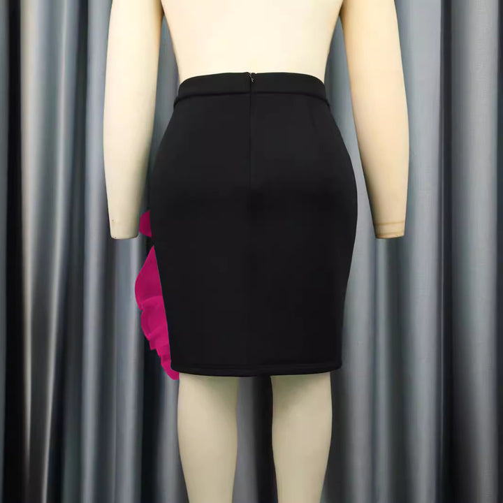 Damen Eleganter Rock mit voluminösem, transparenten Rüschensaum Drune