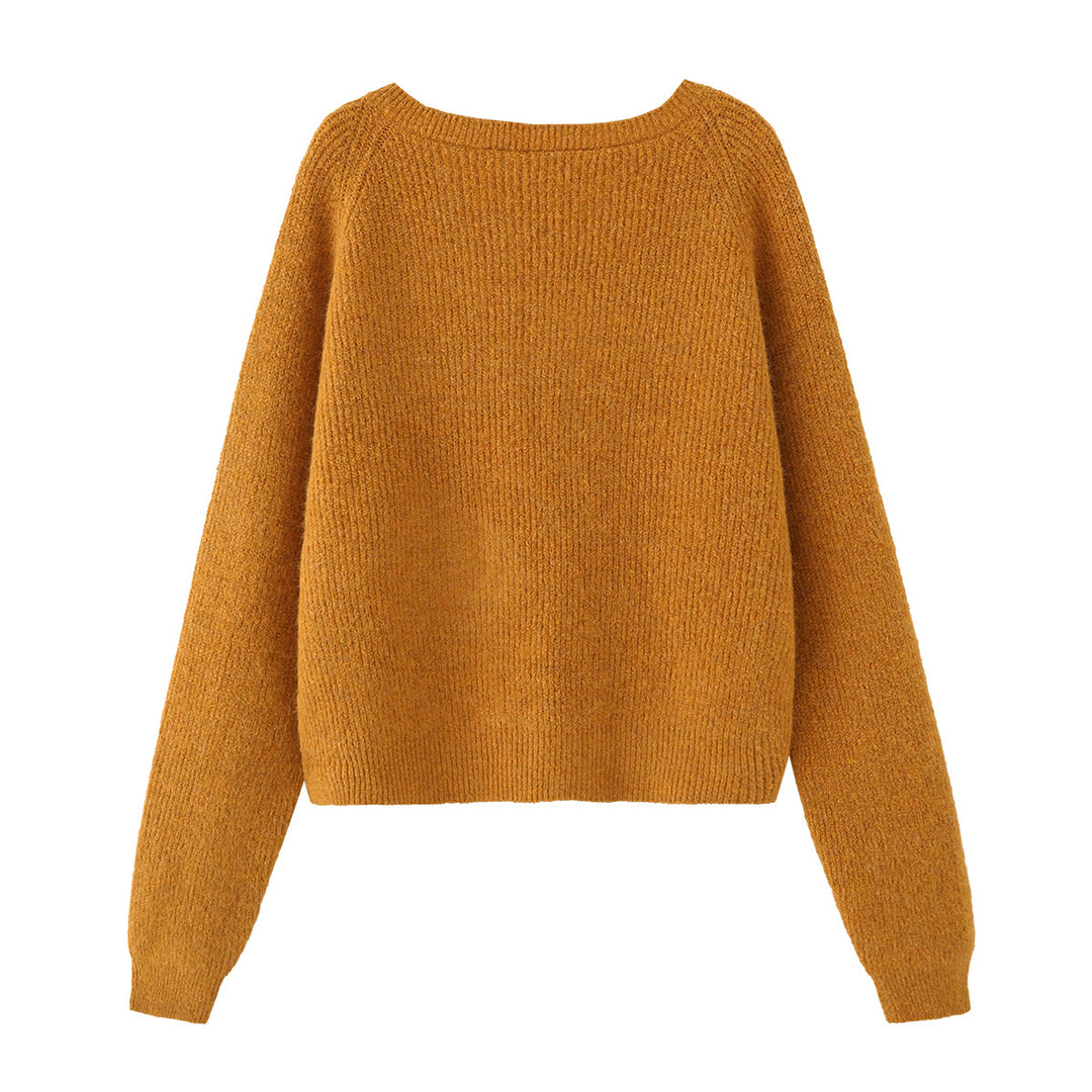 Damen Grobgestrickter Pullover mit U-Boot-Ausschnitt und Cropped-Schnitt Drune