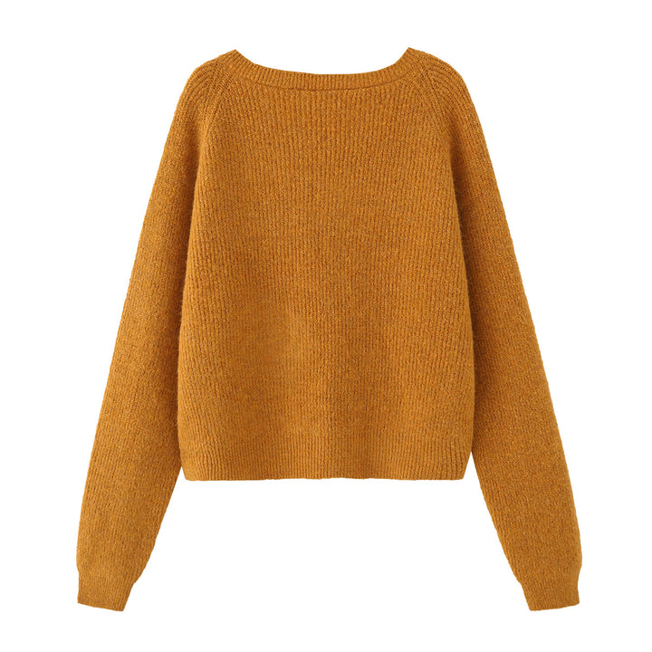 Damen Grobgestrickter Pullover mit U-Boot-Ausschnitt und Cropped-Schnitt Drune