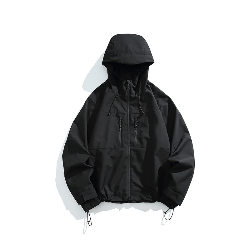 Herren Technische Regen-Softshell-Jacke mit Kapuze, Reißverschluss und verstellbarem Saum Drune