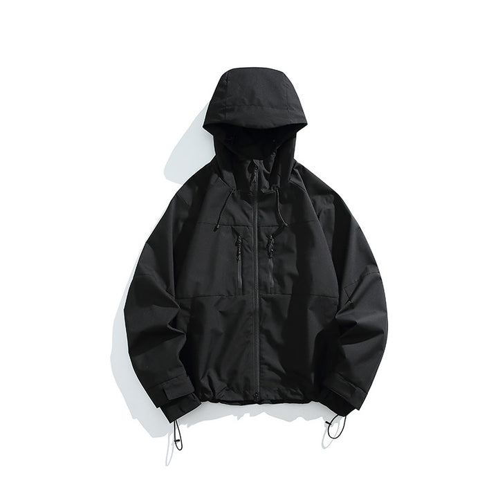 Herren Technische Regen-Softshell-Jacke mit Kapuze, Reißverschluss und verstellbarem Saum Drune