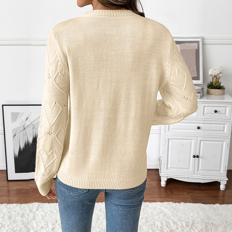 Damen Strickpullover mit Herzmuster Drune