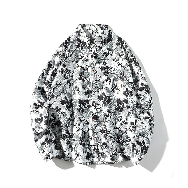 Herren Oversize-Knopfhemd mit grafischem Allover-Print und lockerem Relaxed-Schnitt Drune