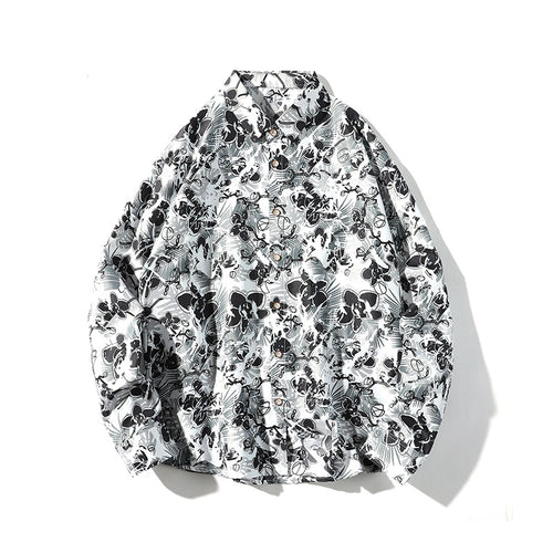 Herren Oversize-Knopfhemd mit grafischem Allover-Print und lockerem Relaxed-Schnitt Drune