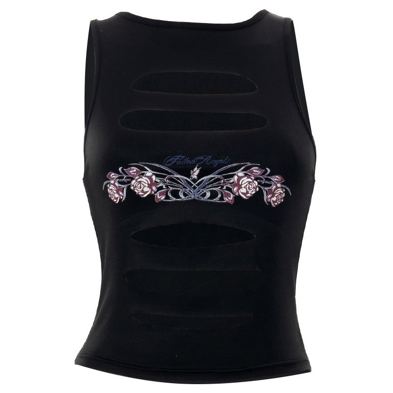 Damen trendiges Cut-out Crop Top Drune