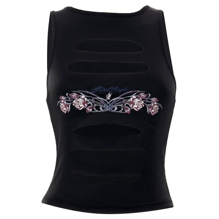 Damen trendiges Cut-out Crop Top Drune