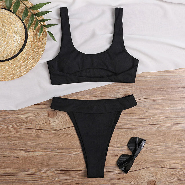 Damen Hochgeschnittener Bikini mit breiten Trägern Drune
