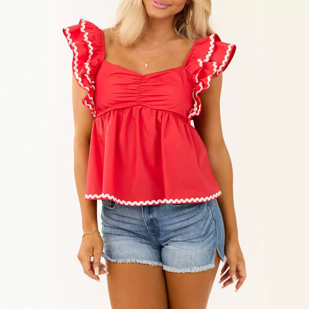 Damen Elegantes Sommerkleid mit Rüschendetails Drune
