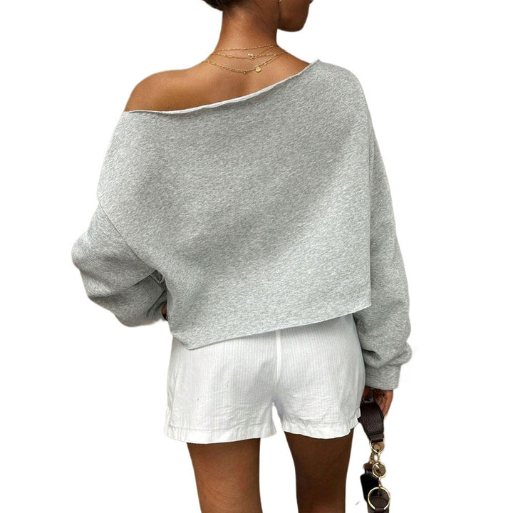 Damen oversized Sweatshirt mit schulterfreiem Design und weichem Innenfleece Drune