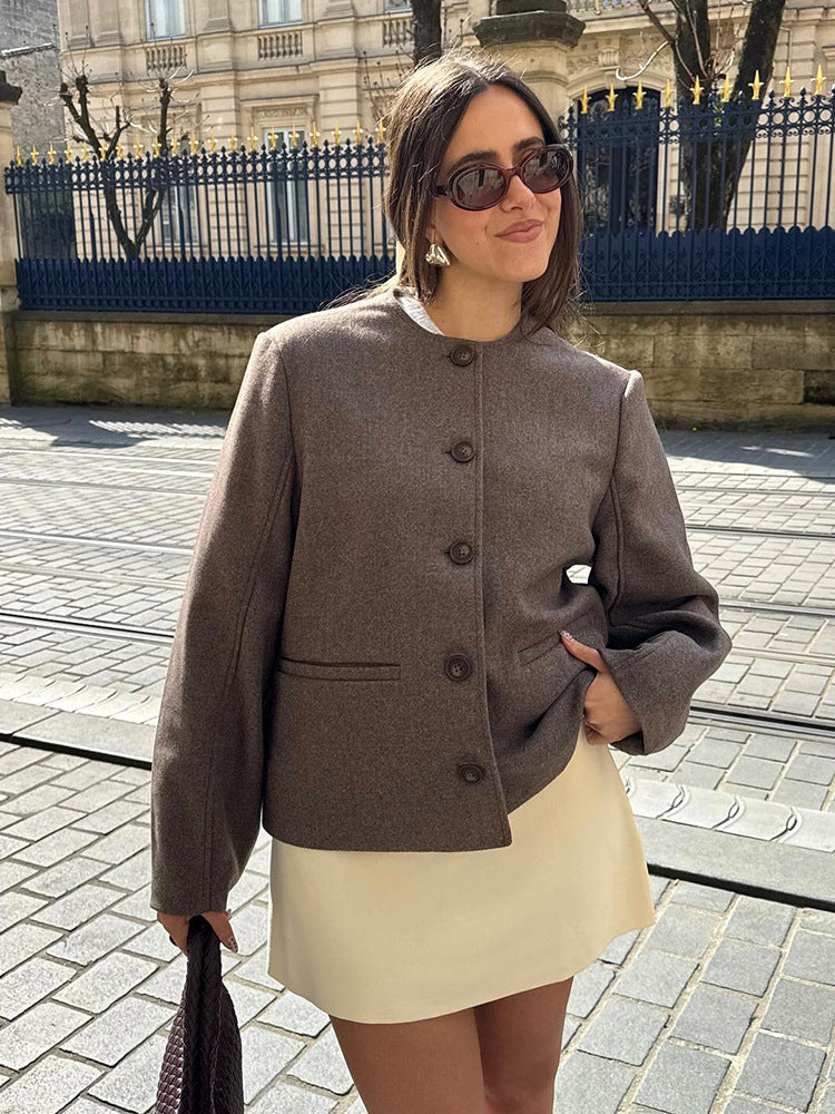 Damen lässige Wolljacke mit knopfdetails und praktischen Taschen Drune