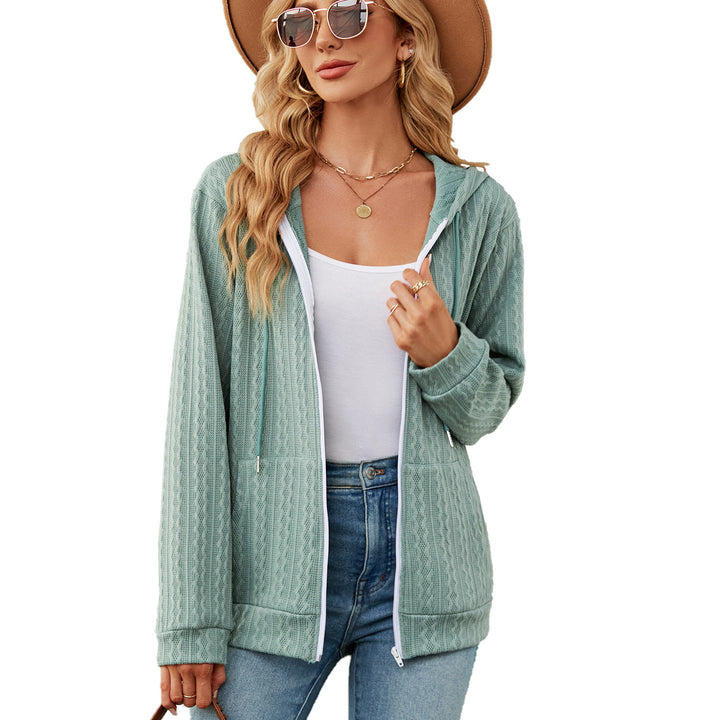 Damen lässige Strickjacke mit Textur und Kapuze Drune
