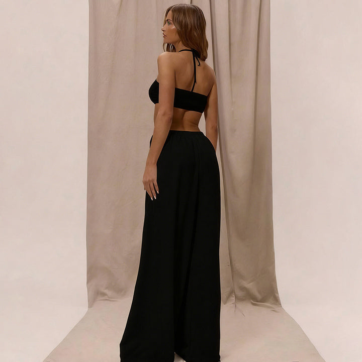 Damen Maxikleid mit tiefem V-Ausschnitt und seidig fließendem Stoff Drune
