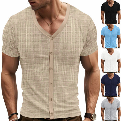 Herren kurzärmliges Cardigan Hemd Drune