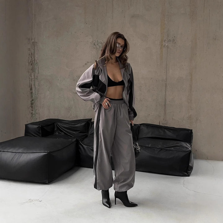 Damen Zweiteiliger Trainingsanzug aus Funktionsstoff mit Zipjacke und weitem Hosenbein Drune
