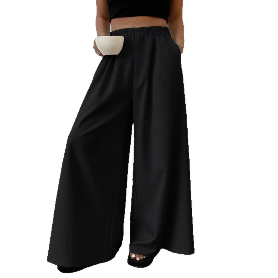 Damen Palazzo‑Hose mit hohem Elastikbund, weitem Bein und Seitentaschen Drune