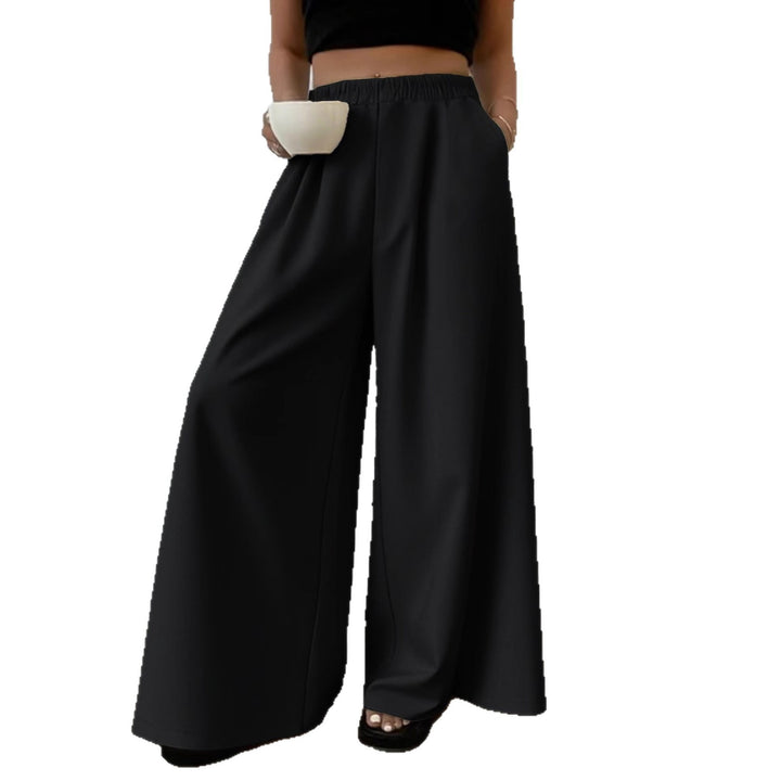 Damen Palazzo‑Hose mit hohem Elastikbund, weitem Bein und Seitentaschen Drune