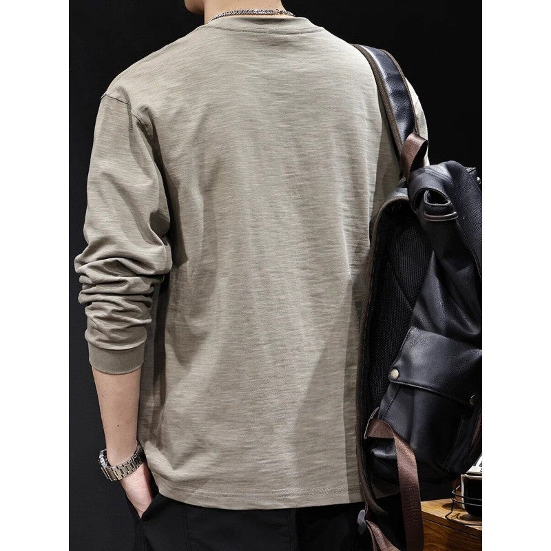 Herren Langarmshirt aus Baumwollmix mit subtiler Waschstruktur und Rundhalsausschnitt Drune