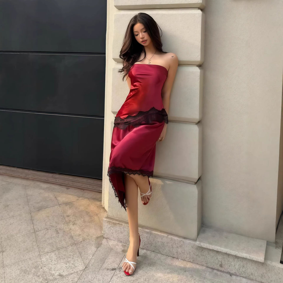 Damen Abendkleid mit Spitzenakzenten Drune