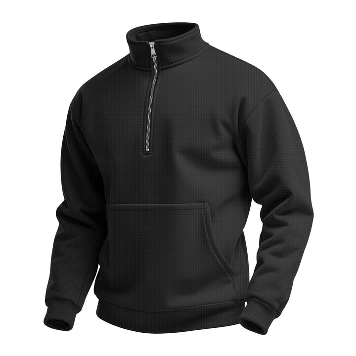 Unisex nan komfortabler Halbzip Pullover mit Kängurutasche und Stehkragen aus Strukturfleece Drune