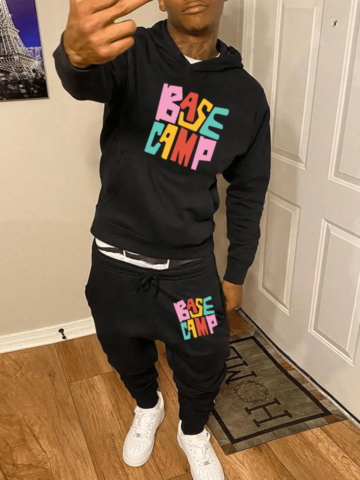 Damen lässiges Hoodie- und Jogginghosen-Set mit buntem Aufdruck Drune
