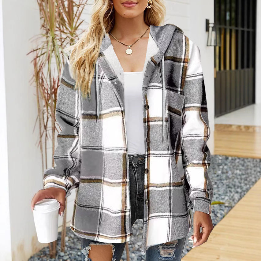 Frauen Oversized Hoodie mit Druckknopfverschluss und Kontrastbesatz Drune