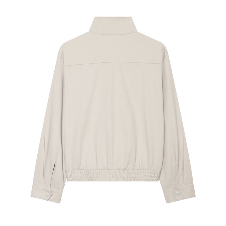 Damen nan kurz geschnittener Windbreaker mit Stehkragen Druckknopfblende und elastischem Saum Drune
