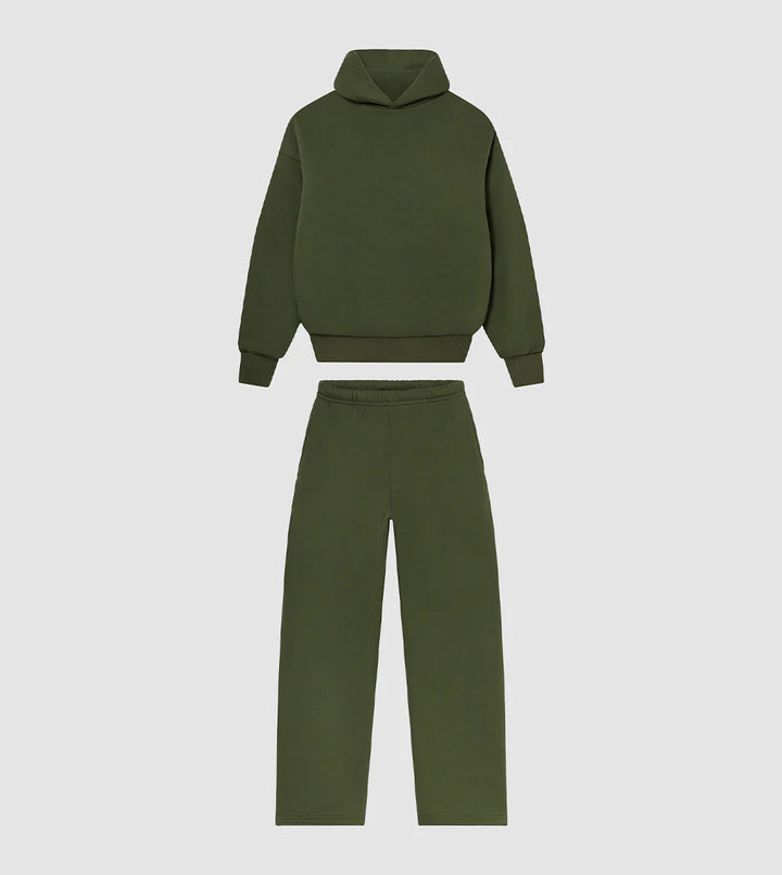 Unisex nan gemütliches Loungewear-Set mit hohem Rollkragen, relaxed-fit Sweatshirt und gerader Sweatpants Drune