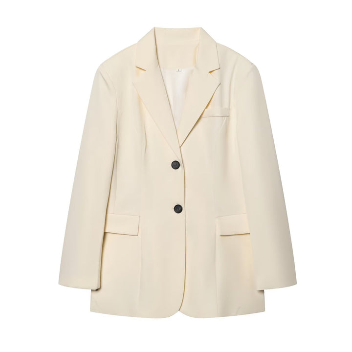 Damen eleganter Longline-Blazer mit taillierten Abnähern und Pattentaschen Drune