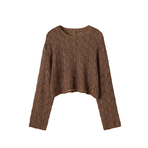 Damen Grobgestrickter Cropped-Pullover mit weitem Oversize-Schnitt Drune