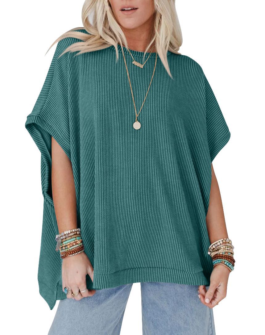 Damen Oversized T-Shirt mit Rippenstruktur Drune