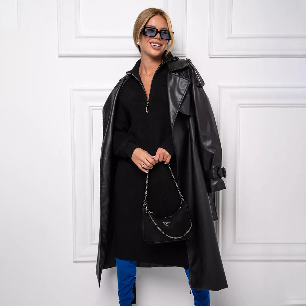 Damen Strickkleid mit Stehkragen und Reißverschluss Drune
