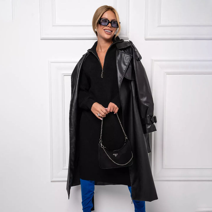 Damen Strickkleid mit Stehkragen und Reißverschluss Drune
