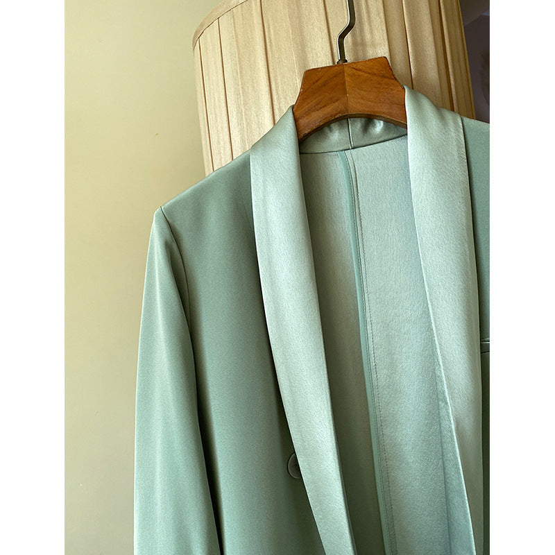 Damen Eleganter Blazer mit schimmerndem Revers Drune