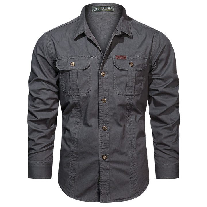 Herren nan Hemdjacke aus robustem Baumwoll-Twill mit verstärkten Brusttaschen Drune