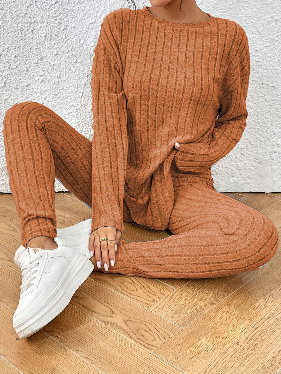 Damen lässiges Strick-Crop-Set mit weitem Schnitt Drune