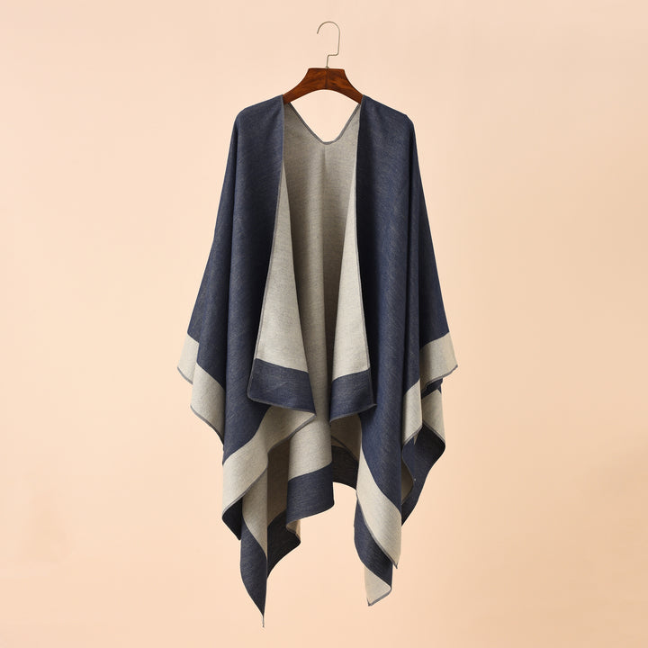 Damen Wendbarer Poncho-Cape aus Kaschmir-Mix mit Oversize-Schnitt Drune