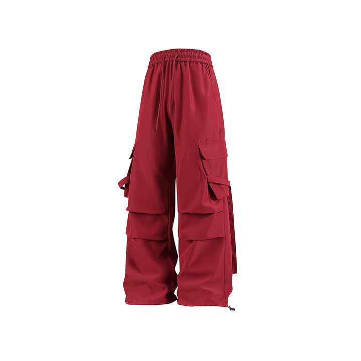 Herren Baggy‑Cargo‑Hose mit modularen Klappfächern, Band‑Details und Kordelbund Drune