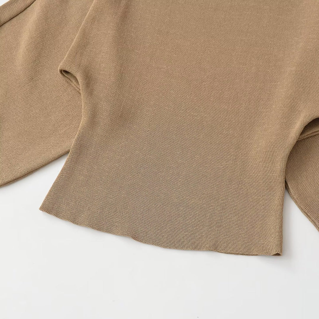 Damen Feinstrick-Poncho mit ausgestellten Fledermausärmeln Drune