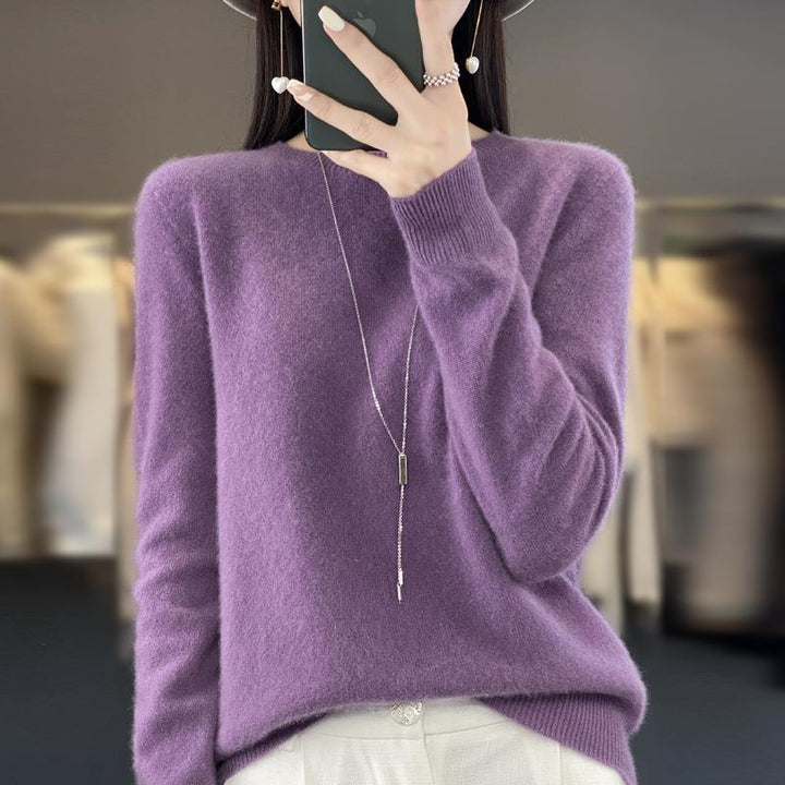 Damen Lockerer Feinstrick-Pullover mit Rundhalsausschnitt und flauschiger Angora-Optik Drune