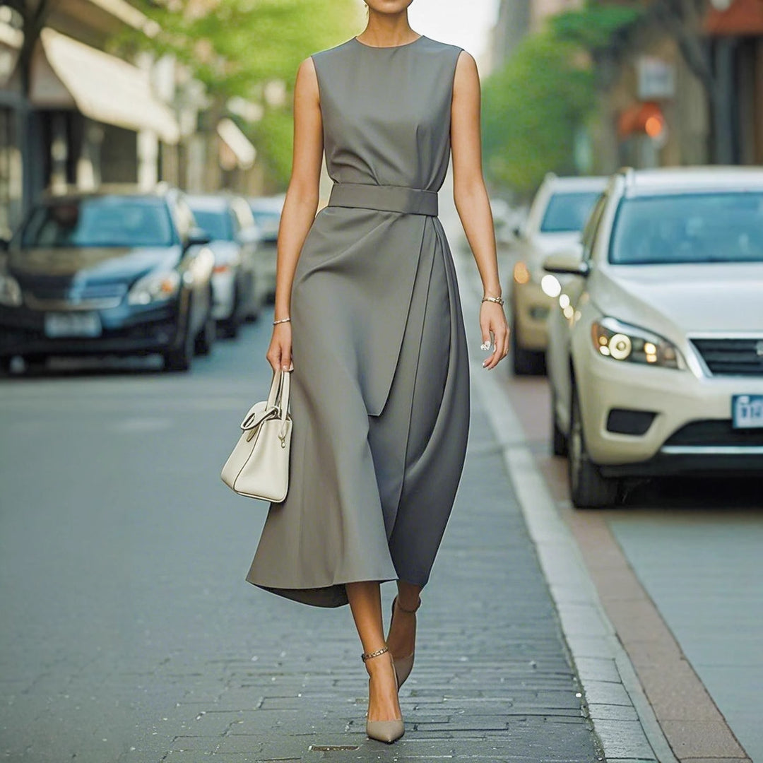 Damen elegantes Maxikleid mit schlanker Silhouette und seitlichem Schlitz Drune