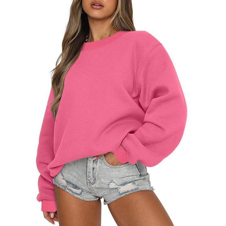 Damen nan oversized Rundhals-Sweatshirt aus Baumwollmix mit überschnittener Schulter, angerauter Innenseite und elastischen Bündchen Drune