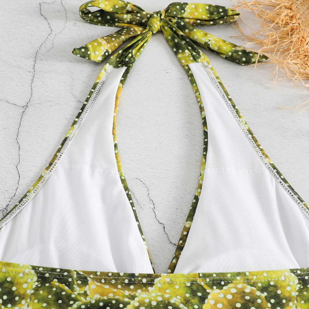 Damen Einteiler Badeanzug mit floralem Kaktusdesign Drune