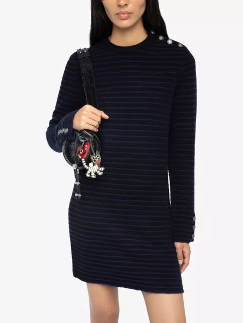 Damen Lässiges Strickkleid mit Knopfdetails Drune